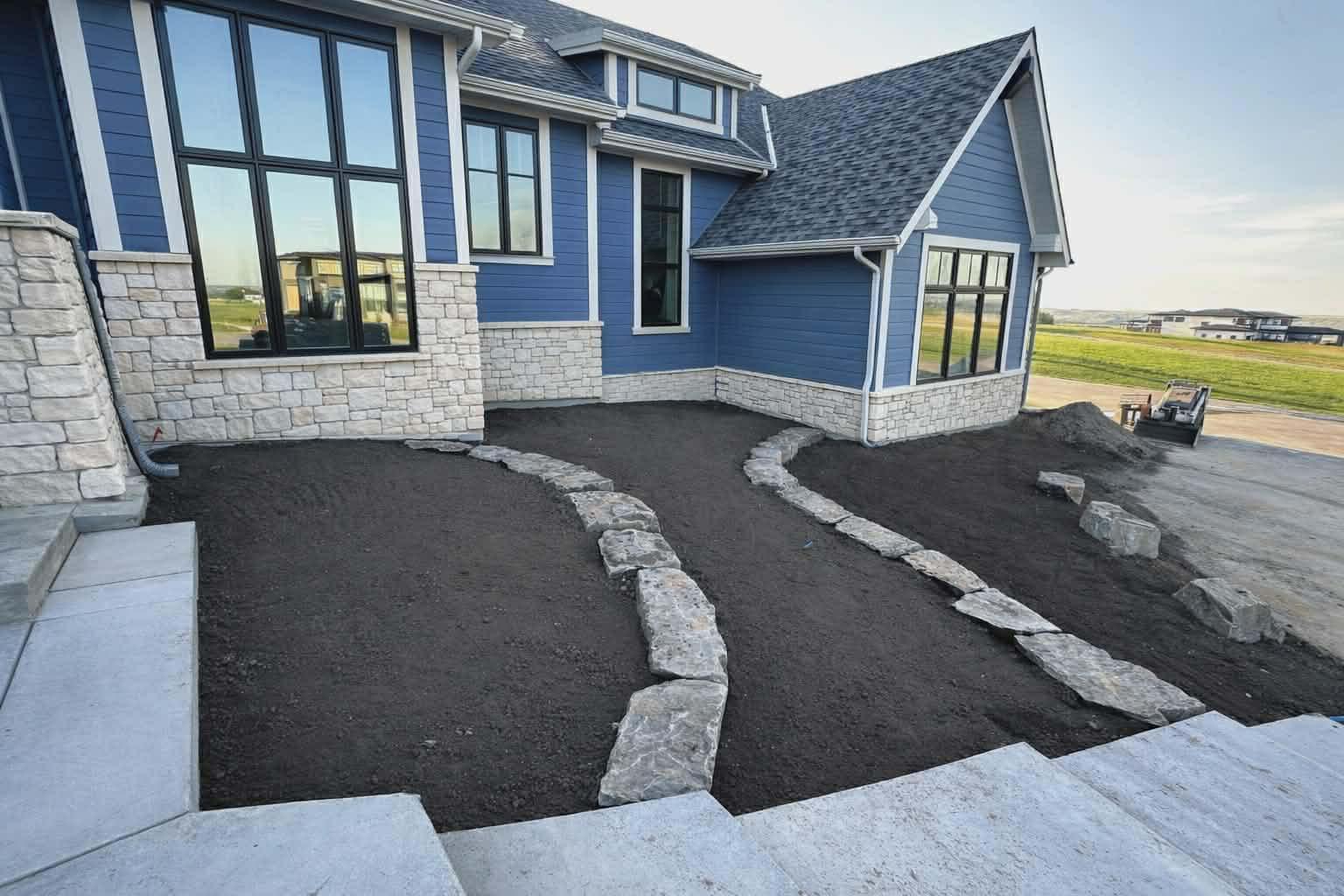 Front Yard Grading and Hardscaping